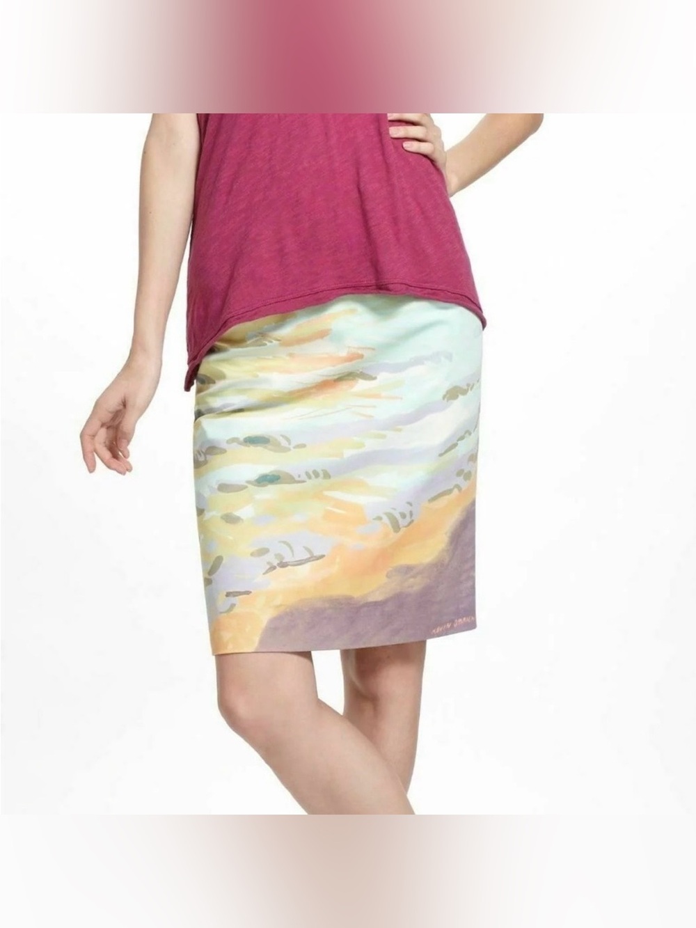 Anthropologie Kevin Obrien Landscape Pencil Skirt